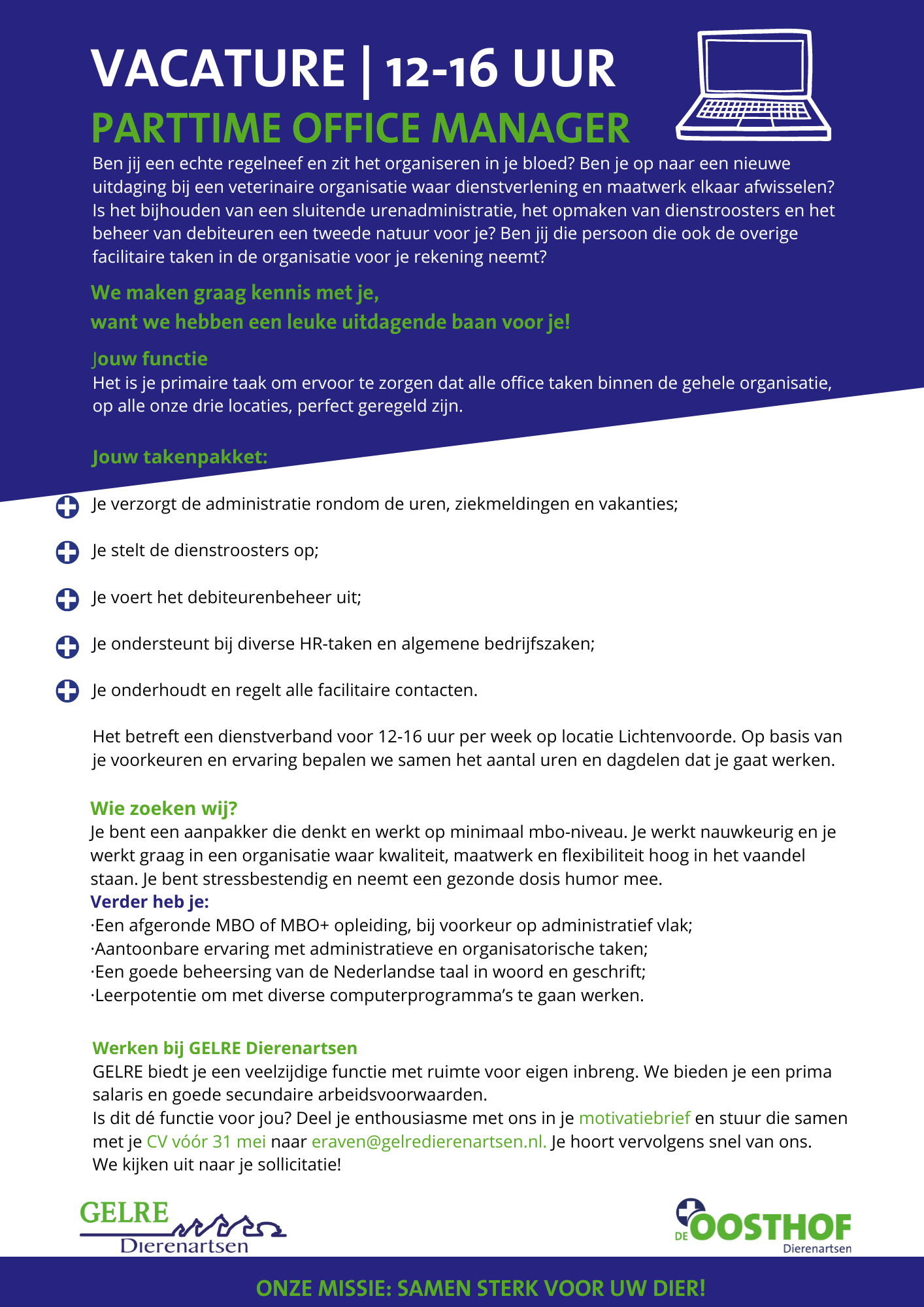 Vacature office manager GELRE | De Oosthof
